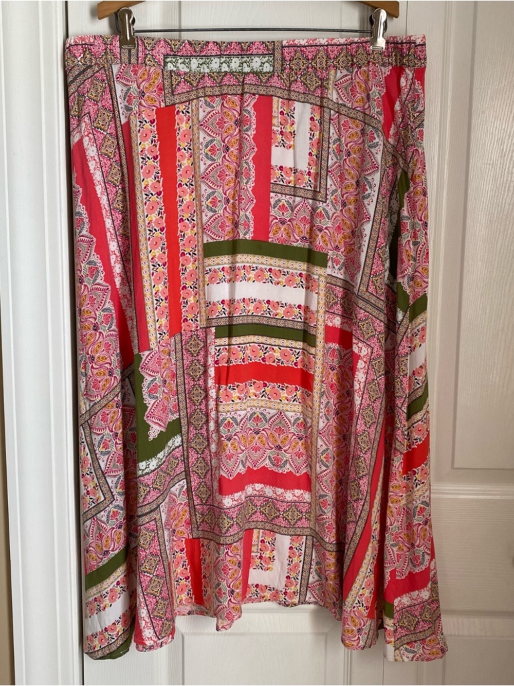 Patchwork Paisley Floral Lightweight Flowy Midi Maxi Skirt 1X Cottagecore Boho